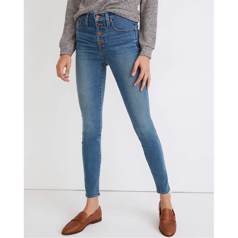 Madewell 10" High-Rise Skinny Jeans in Dewitt Wash: Button-Front TENCEL™